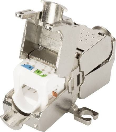 Digitus RJ45-Kupplung Netzwerk Adapter CAT 6a Ethernet/LAN in Silber, unbestückt mit LSA- und Schneid-Klemm-Technik für Schnellanschluss - Bild 1