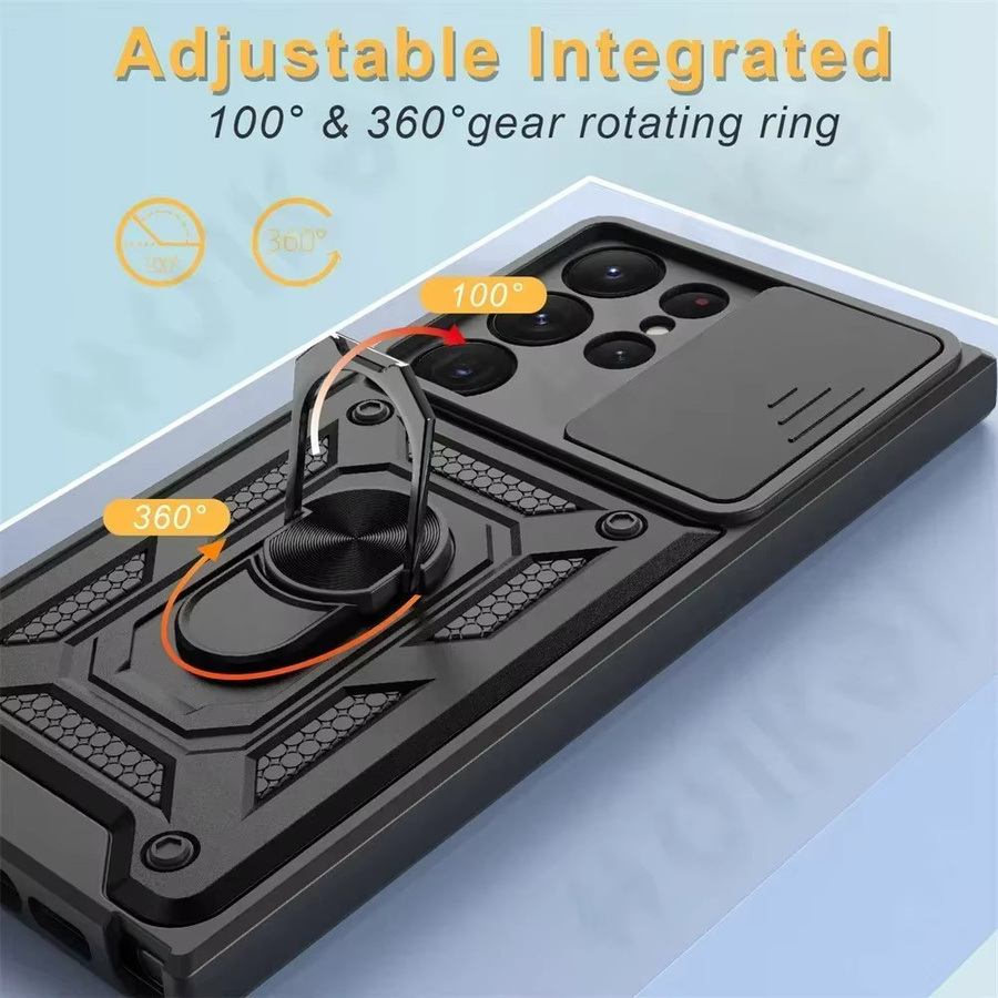 Stoßfeste Samsung Galaxy Handyhülle mit Ringhalter und Objektivschutz in Blau oder Schwarz - Bild 2