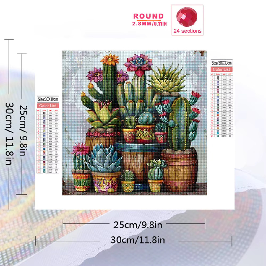 Momoart 5D DIY Diamantmalerei Kaktus-Vase Set, Multicolour, B/H: 20 x 20 cm - Bild 2