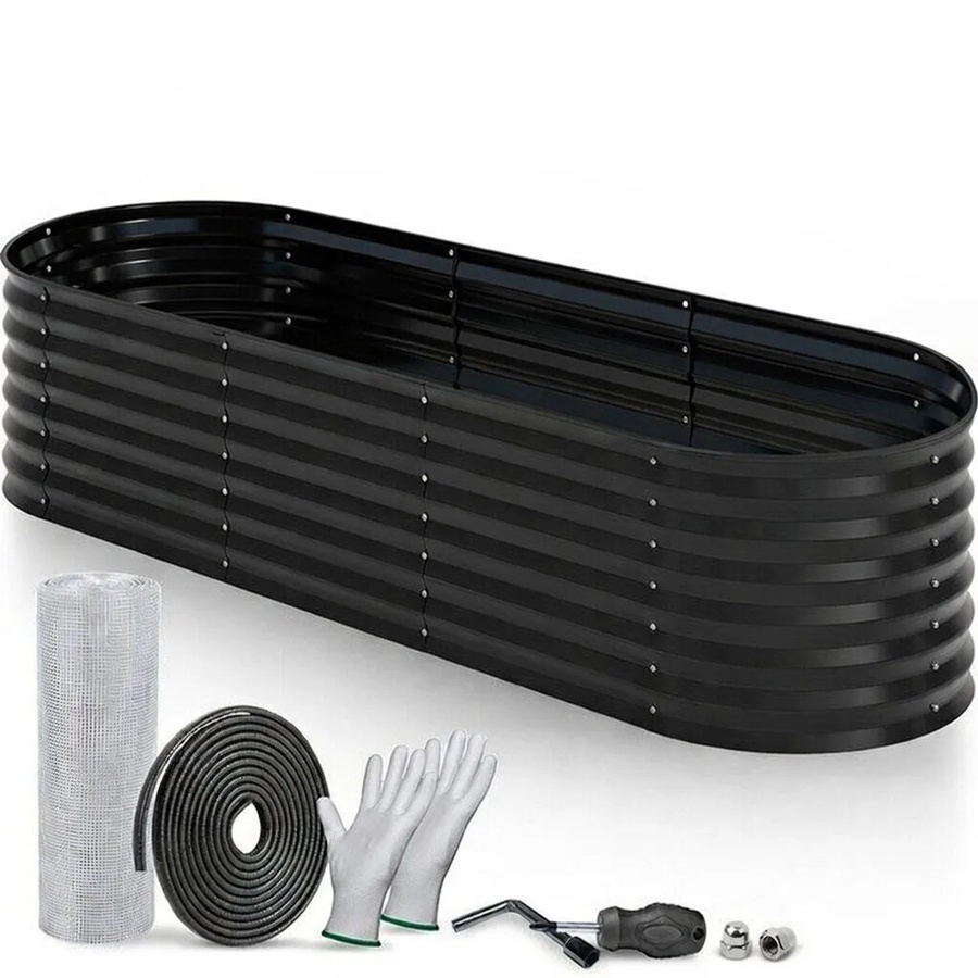 TTL GARDEN Ovales Garten-Hochbeet FUSION 6-in-1 aus verzinktem Metall in Anthrazit, B/T/H: 200 x 60 x 45 cm - Bild 2