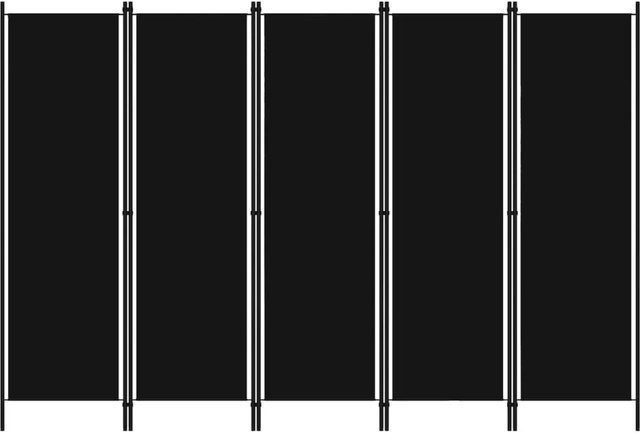 vidaXL 5-teiliger Raumteiler Schwarz aus Eisen und Polyester, B: 250 cm, H: 180 cm - Bild 1