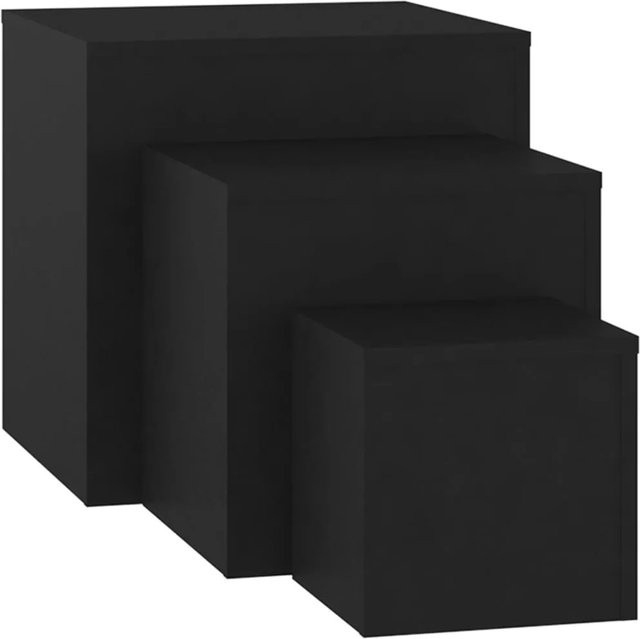 vidaXL Beistelltisch-Set 3-teilig aus Holzwerkstoff in Schwarz Matt - Bild 1
