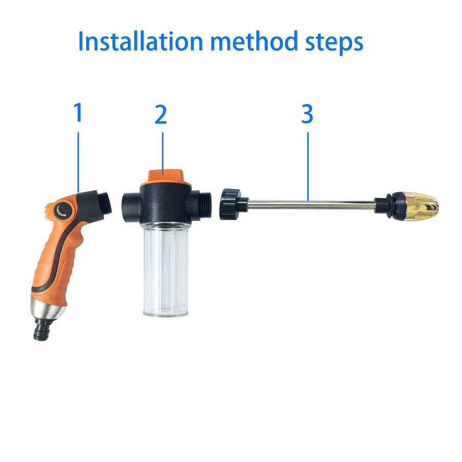FLOWERS SPRAL Tragbare Hochdruck-Wasserpistole mit einstellbarer Beschichtung in Orange für Autowäsche und Garten als Schlauchdüse und Schaum-Sprühpistole - Bild 2