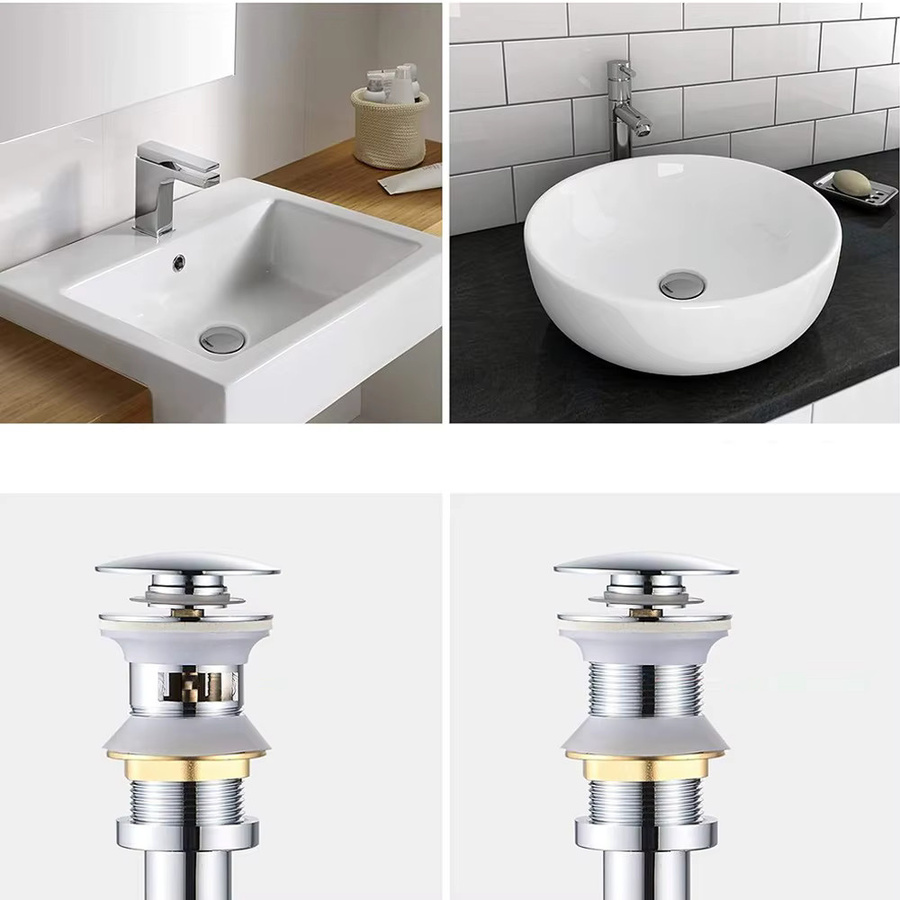 Waschbecken-Flaschenablauf P-Siphon aus gebürstetem Messing mit 1-1/4 Zoll Einsteckanschluss und Klick-System für dein Badezimmer - Bild 3