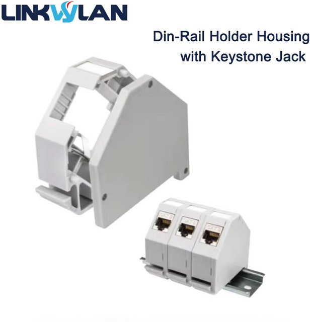 Linkwylan Cat6A Keystone Jack Halter Gehäuse für DIN-Schienen-Montage mit Beschriftungsfeld in Lila - Bild 1