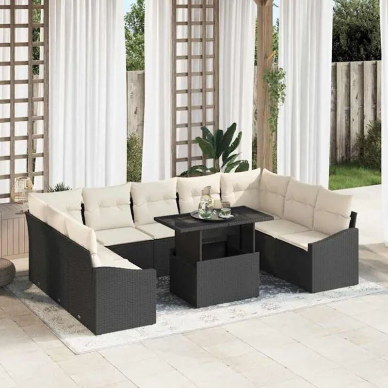 VIDAXL Garten Sofagarnitur Set aus Polyrattan und Stahl in Beige - Bild 1