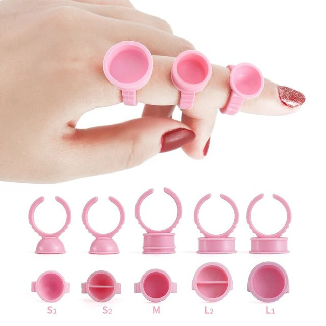 GLAMLASH Wimpern Kleber Ring Tassen, 100 Stück, Weiß - Bild 1