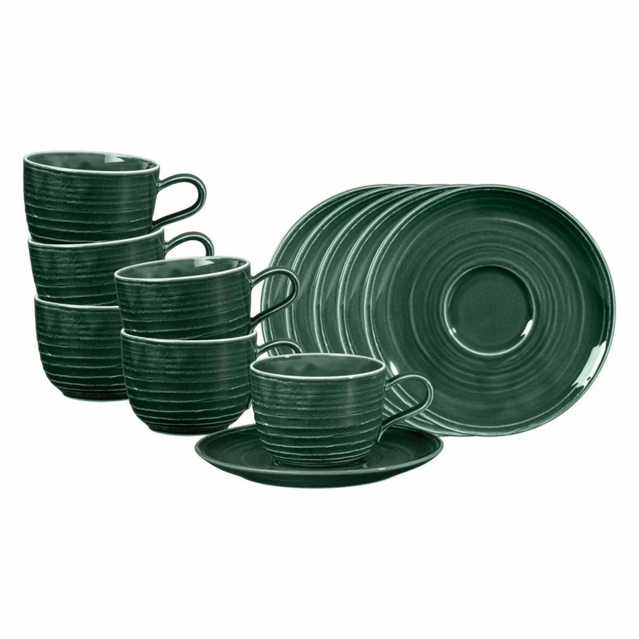 Seltmann Weiden Terra Kaffeetassen mit Untertassen 6er Set Moosgrün 260 ml - Bild 2