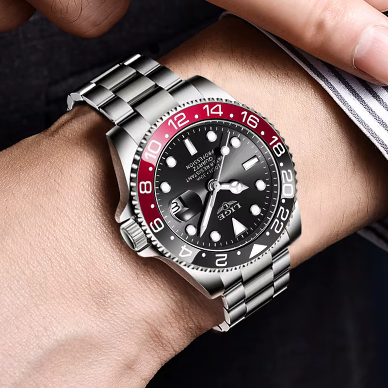 LIGE Armbanduhr Chronograph, Quarz, Edelstahl, Schwarz, Silber, Herren - Bild 5