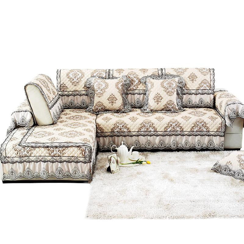 Yiran Furniture Jacquard-Sofakissen in Beige, rutschfestes Sofa-Handtuch mit Spitzenfalte, B/H: 40 x 70 cm - Bild 2