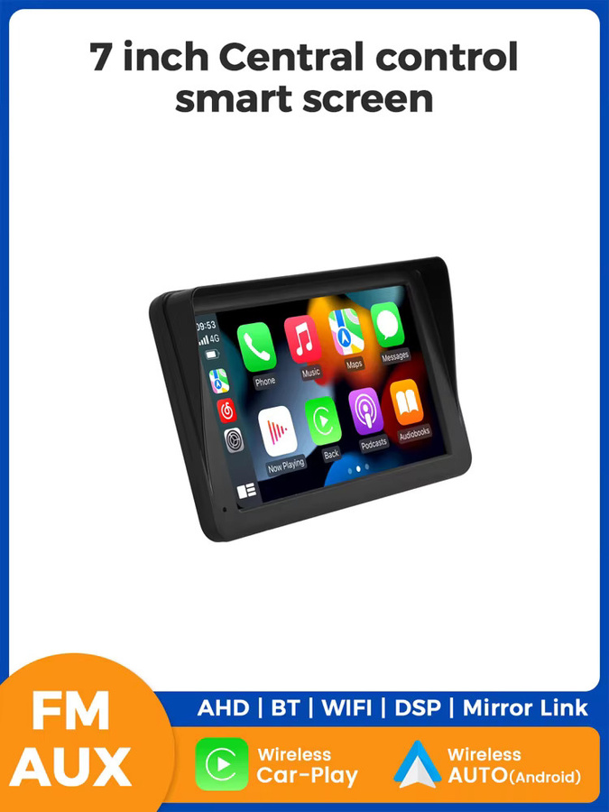 Navifly 7-Zoll Smart-Screen Autoradio mit kabellosem CarPlay und Android Auto, tragbarer Multimedia-Player in Schwarz mit AHD, Bluetooth und Wi-Fi - Bild 7