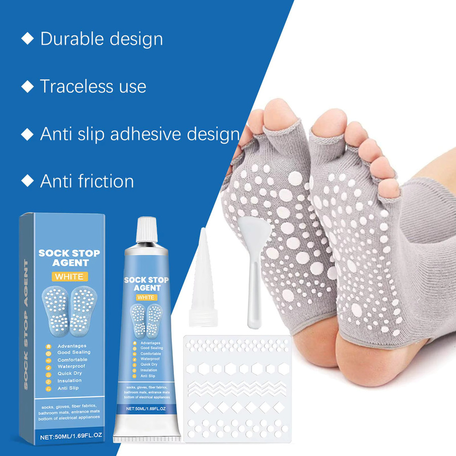 Schnelltrocknender und rutschfester DIY Socken-Stopp-Kleber in Transparent, wasserfester Stoffkleber für rutschfeste Socken - Bild 3