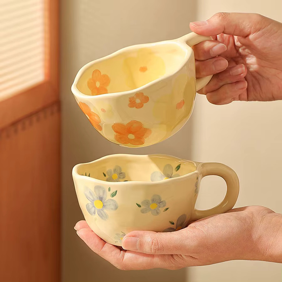 JUSTINLAU Keramiktasse mit floralem Design in Blau und Multicolour, handgefertigte Kaffeetasse, 300 ml - Bild 2