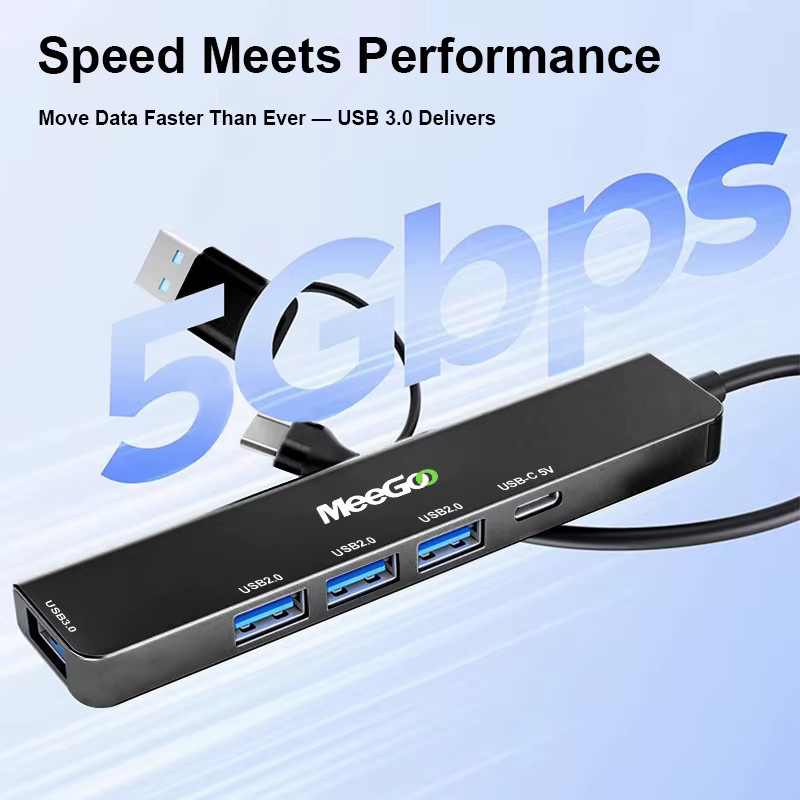 MeeGoo 5-in-1 USB-C Dockingstation mit HDMI 4K, Ethernet LAN und USB 3.0, 100W PD, Schwarz - Bild 4