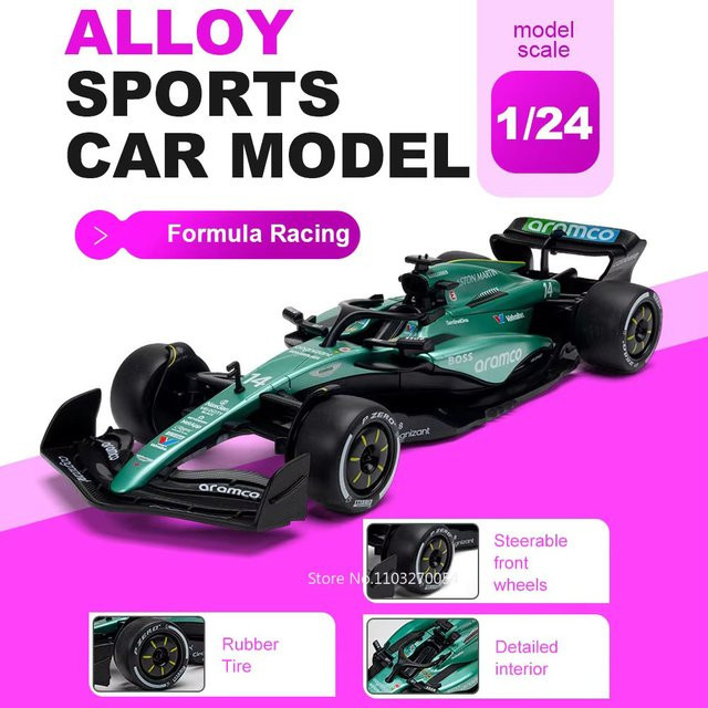MAKEDA Formel-Rennwagen-Modell, 1:24 Maßstab, lenkbar, Metall, Gummi - Bild 1