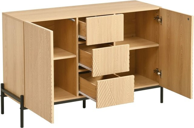 okwish Sideboard für dein Wohnzimmer mit Doppeltüren und mittlerer Schublade in Natur Braun, B/T/H: 115,5 x 40 x 76 cm - Bild 1