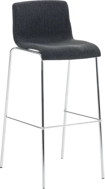 DELUKE Barhocker TENAR Tresenhocker mit Lehne aus Stoff in Dunkelgrau und Silber, B/T/H: 43 x 48 x 100 cm - Bild 1