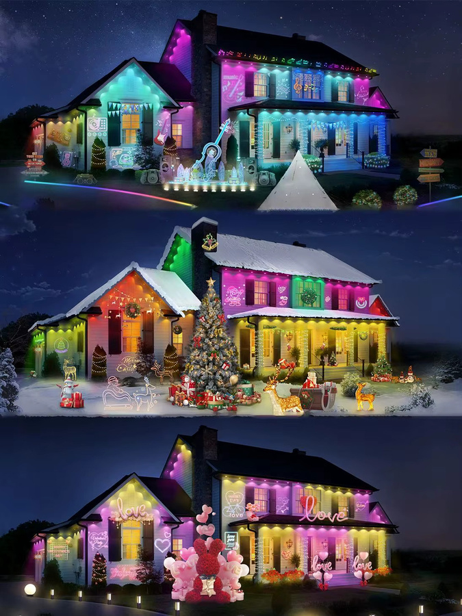 OSIDEN RGB LED Außenleuchten IP65 wasserdicht mit Fernbedienung Multicolor Drop Effekt für Garten und Weihnachten - Bild 6
