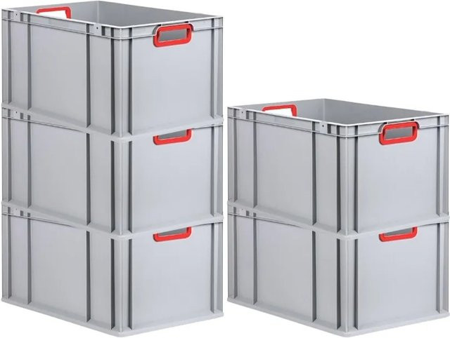 PROREGAL Spar Set 5x Eurobox Nextgen Color Transportboxen mit verstärktem Boden, Farbe Rot, H x B x T: 32 x 40 x 60 cm, 65 Liter - Bild 1