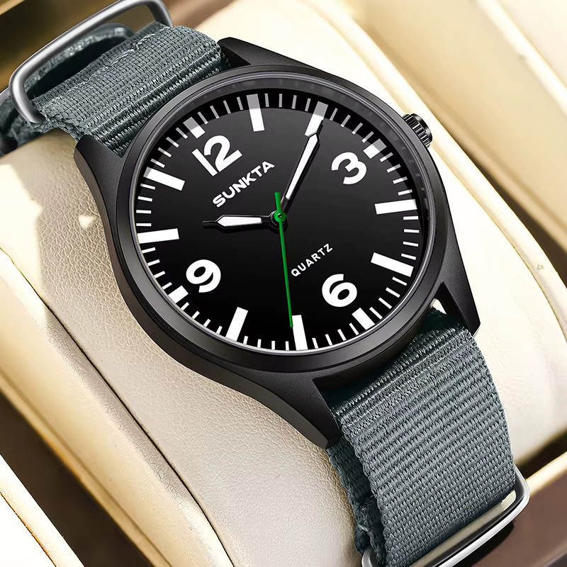 LIGE Armbanduhr, Quarz, Textil/NATO, Schwarz, Herren - Bild 3