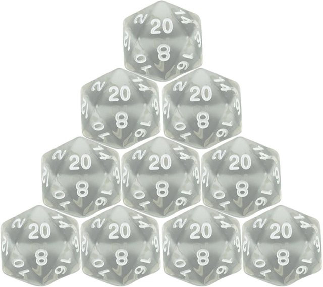 T&G Dice Polyedrische Würfel Set, 10-teiliges Set, weiß, Kunststoff - Bild 1