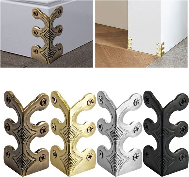 6 Stück Vintage Metall-Eckenschutz aus Stahl von alloet in Bronze und Gold für dekorative Fußleisten - Bild 1