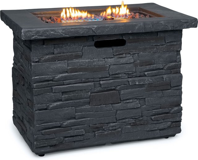 Blumfeldt Anafi Gas-Feuerstelle Fire Table mit Edelstahlbrenner in Anthrazit und Silber - Bild 1