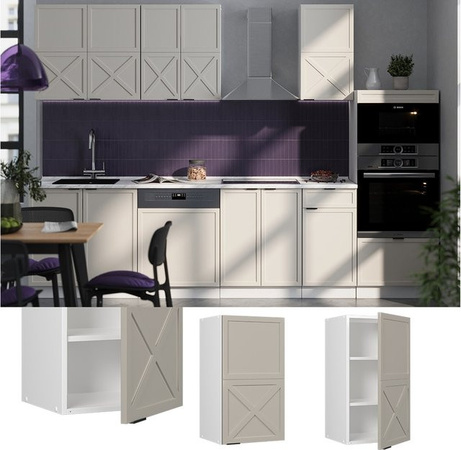 Vicco Hängeschrank Fame-Line Küchenschrank in Weiß Grau Beige mit Soft-Closing-Scharnieren und Regalböden, Breite: 40 cm