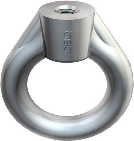 OBO Bettermann Aufhängeöse aus Stahl, verzinkt, Farbe Silber, Ø 40 mm x L 44,5 mm, M8, 50 Stück - Bild 1