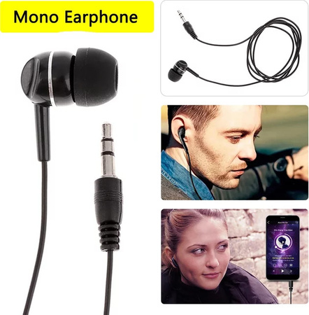 AideeMaster In-Ear-Headset Stereo-zu-Mono Single-Ohrhörer in Schwarz mit 3,5 mm Klinkenanschluss