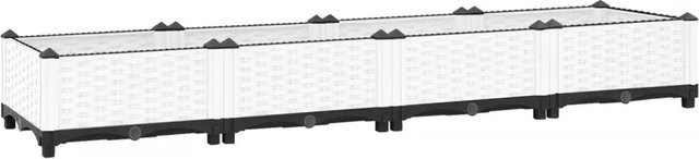 furnicato Hochbeet in Rattan-Optik aus Polypropylen, Weiß, B/T/H: 160 x 40 x 23 cm - Bild 1
