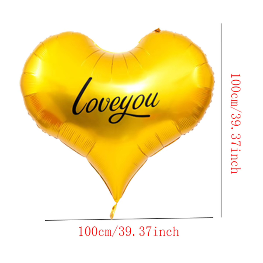EACH PARTY Herz-Folienballon Super Love You in Gold, 100 cm, ideal für Valentinstag und Hochzeitsdekoration - Bild 3