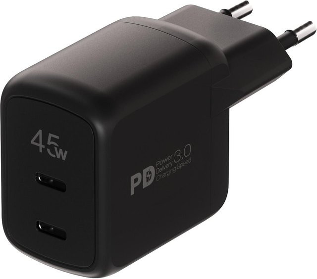 Vivanco 45W USB PD Dual Schnellladegerät mit GaN Technologie, Schwarz - Bild 1