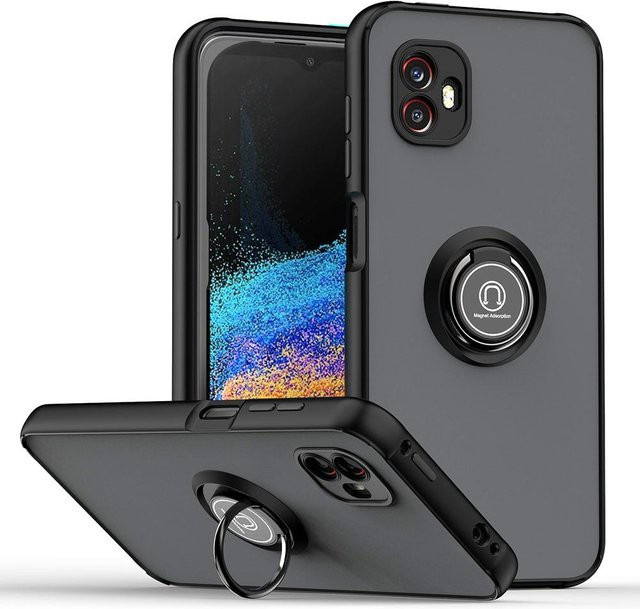KEYSION Matte Schutzhülle für Samsung Galaxy XCover 6 Pro 5G mit Ringständer in Schwarz und Transparent - Bild 1