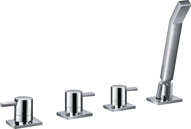 Ottofond Wannenrandarmatur TU 1000 Eckig mit Duschset aus Messing in Silber/Chrom - Bild 1