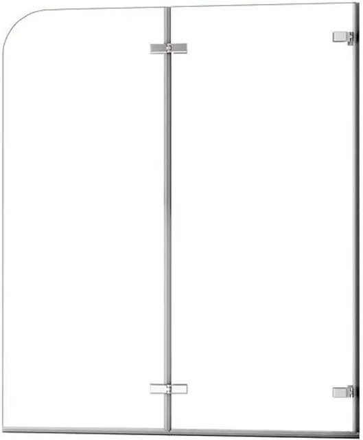 Duschparadies Duschabtrennung Badewanneaufsatz mit Faltwand und Scharnier, Glas transparent, Farbe Silber, B: 120 cm, T: 140 cm - Bild 1
