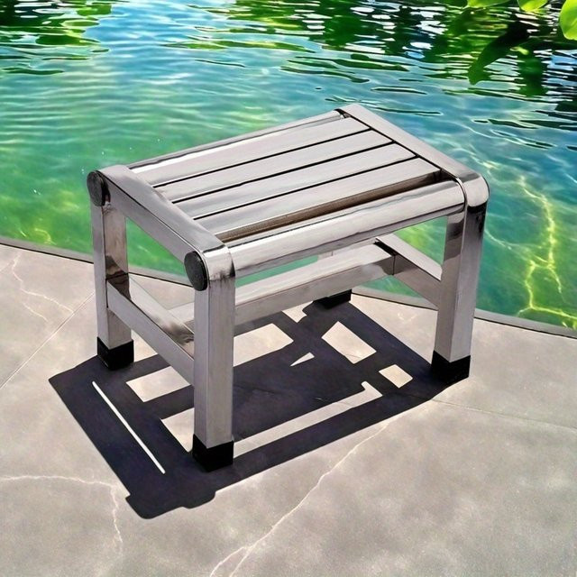 LIUSHADUOLA Multifunktionaler quadratischer Hocker aus Edelstahl in Silber, Durchmesser: 36 cm - Bild 1