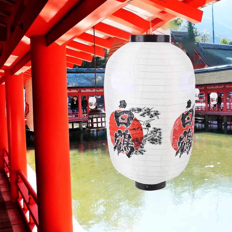 Winnereco Japanische Laterne im traditionellen chinesischen Stil mit Druck, Weiß-Schwarz, Höhe: 25,4 cm - Bild 3