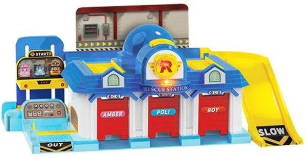 ToyTreasure Los geht's Hauptquartier, blau, mit Plastik-Miniauto POLI