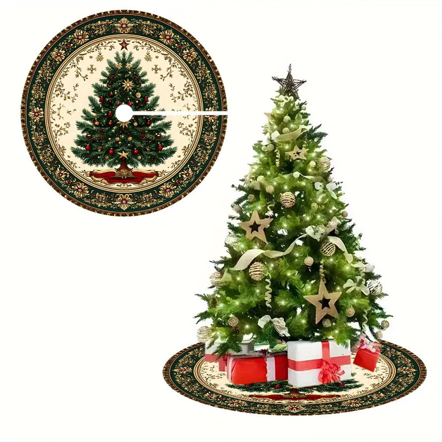 VIKAMA Weihnachtsbaum Basis Dekoration Abdeckung im Retro-Stil mit floralem Muster in Multicolour - Bild 3