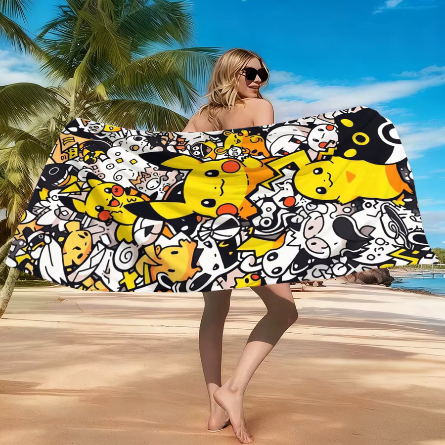 Potdemiel Pikachu Strandtuch, schnelltrocknendes Badetuch in Multicolour - Bild 4