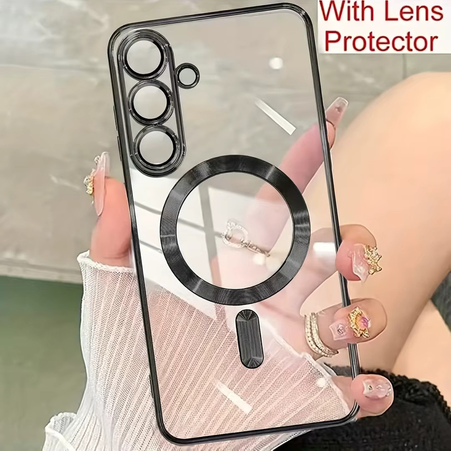 Samsung Magnetische Ladehülle mit Linsenschutz für Galaxy S26 S25 S24 S23 S22 S21 S20 Ultra Plus FE in Gold und Transparent - Bild 2