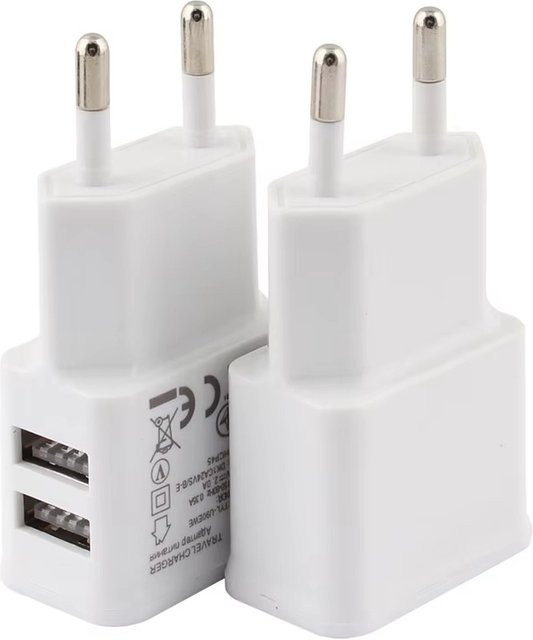 Mrgabwte Dual-USB-Ladegerät 5V 2A mit EU-Stecker für Xiaomi und Huawei, Wandladegerät mit 2 USB-A Anschlüssen - Bild 1