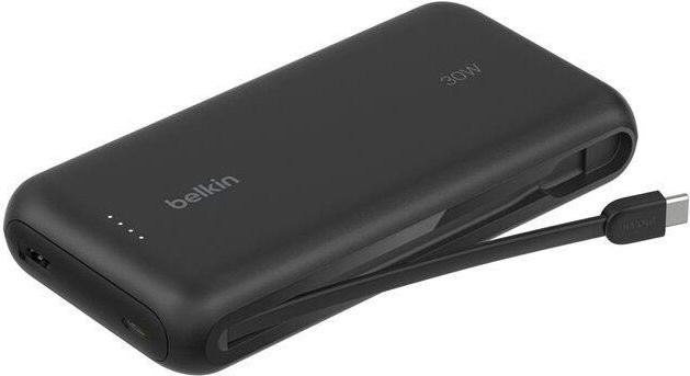 Belkin BoostCharge Powerbank 20.000 mAh mit integriertem USB-C und Lightning Kabel, Schwarz - Bild 1