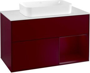 V&B Waschtischunterschrank Finion 100 mit Wandbeleuchtung in Weiß glänzend - Bild 1