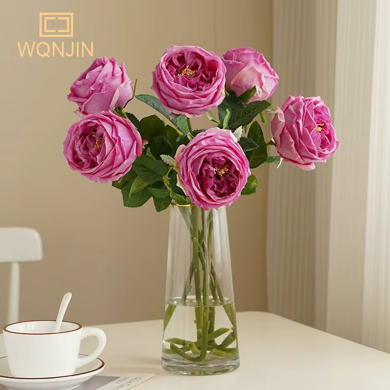 WQNJIN Austin Rose Pfingstrose als künstliche Dekofloral für Tisch und Hochzeit in Weiß oder Pink - Bild 1