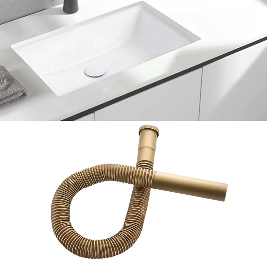 Flexibler Messingsiphon von LEENKEA in Gold für Waschbecken und Spülbecken - Bild 2