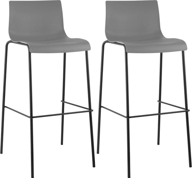 CLP 2er Set Barhocker Hover mit Kunststoff-Sitz und 4-Fuß-Gestell in Grau/Schwarz - Bild 1