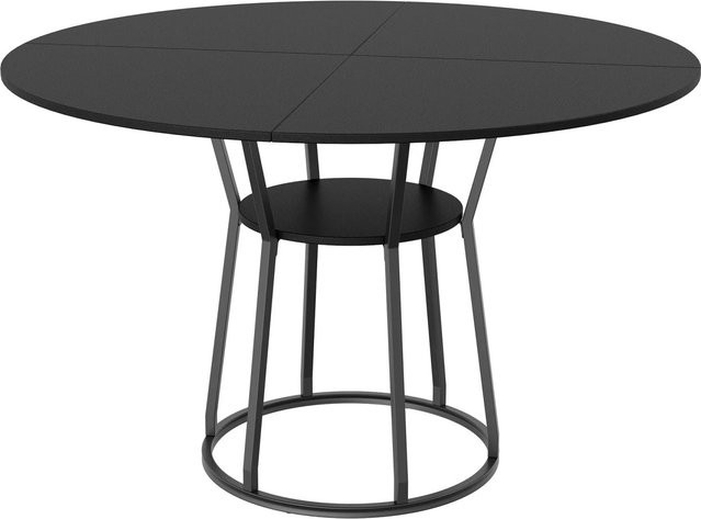 Runder Esstisch PXloue in Schwarz, modern aus MDF und Metall, Durchmesser: 120 cm, Höhe: 75 cm - Bild 1