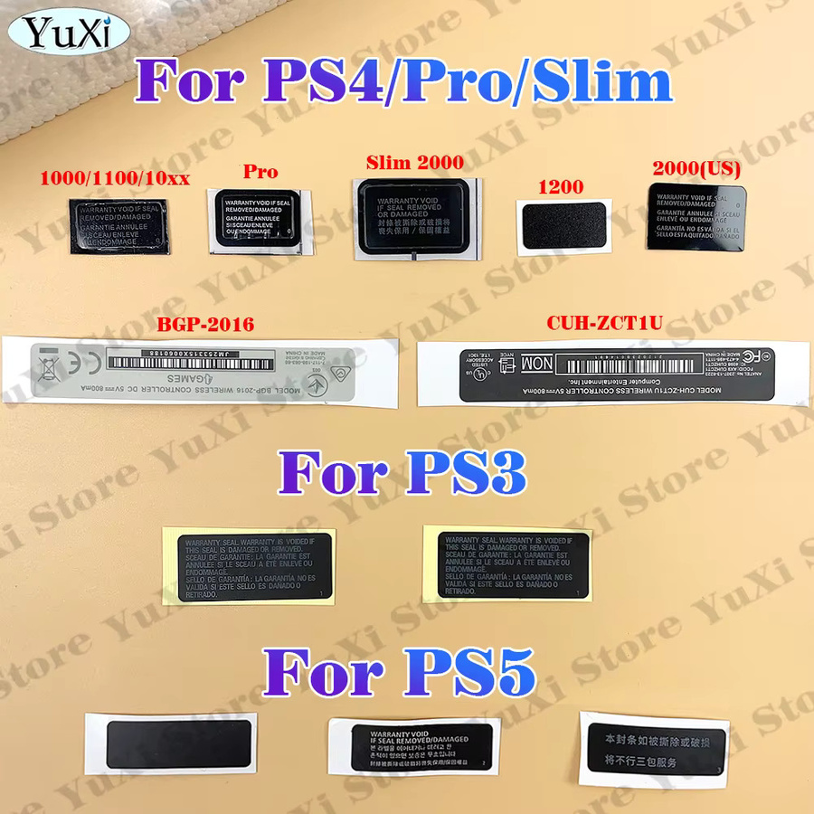 YuXi Garantie-Aufkleber für PS5 PS4 Pro Slim PS3 Konsole und Gamepad in Schwarz - Bild 2